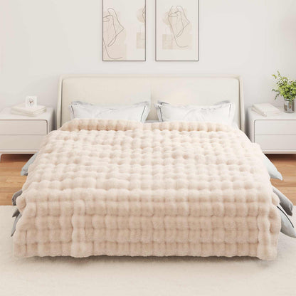vidaXL Anti-Slip Faux Rabbit Fur Blanket Olite 4 pcs Beige 20.3 kg 4