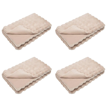 vidaXL Anti-Slip Faux Rabbit Fur Blanket Olite 4 pcs Beige 20.3 kg 2