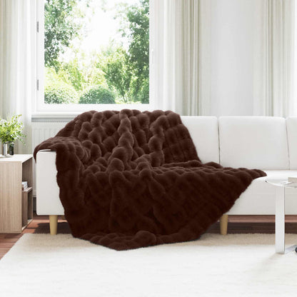 Anti-Slip Faux Rabbit Fur Blanket Olite 150 x 220 cm Camel