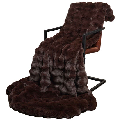 vidaXL Anti-Slip Faux Rabbit Fur Blanket Olite 4 pcs Camel 20.3 kg 3