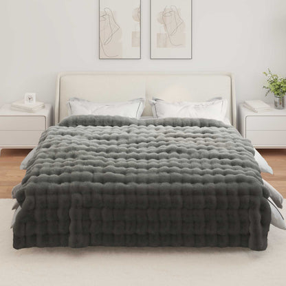 vidaXL Anti-Slip Faux Rabbit Fur Blanket Olite 4 pcs Dark Grey 20.3 kg 4