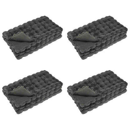 vidaXL Anti-Slip Faux Rabbit Fur Blanket Olite 4 pcs Dark Grey 20.3 kg 2