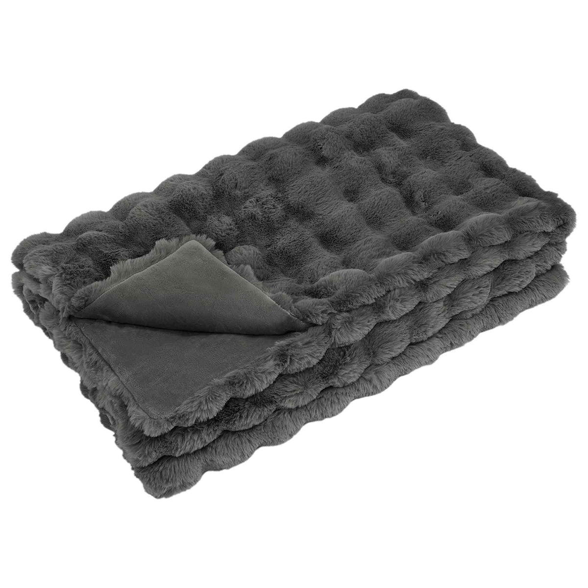 vidaXL Anti-Slip Faux Rabbit Fur Blanket Olite 4 pcs Dark Grey 20.3 kg 5