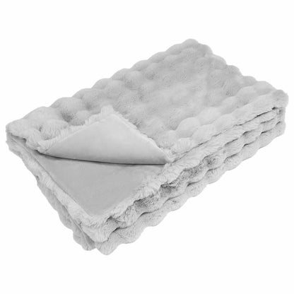 vidaXL Anti-Slip Faux Rabbit Fur Blanket Olite 4 pcs Grey 220 x 240 cm 5