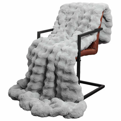 vidaXL Anti-Slip Faux Rabbit Fur Blanket Olite 4 pcs Grey 220 x 240 cm 3