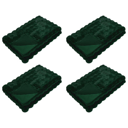 vidaXL Anti-Slip Faux Rabbit Fur Blanket Olite 4 pcs Dark Green 2