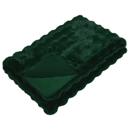 vidaXL Anti-Slip Faux Rabbit Fur Blanket Olite 4 pcs Dark Green 5