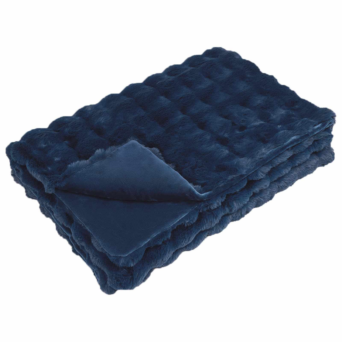 vidaXL Anti-Slip Faux Rabbit Fur Blanket Olite 4 pcs Marine Blue 5