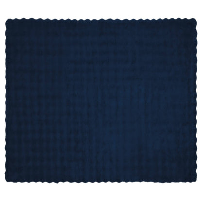 vidaXL Anti-Slip Faux Rabbit Fur Blanket Olite 4 pcs Marine Blue 6