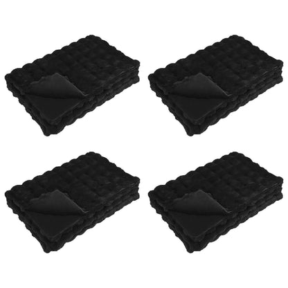 vidaXL Anti-Slip Faux Rabbit Fur Blanket Olite 4 pcs Black 20.3 kg 2