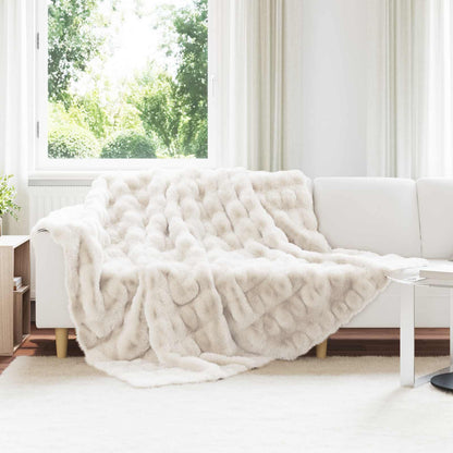 vidaXL Anti-Slip Faux Rabbit Fur Blanket Olite 4 pcs White 20.3 kg 1