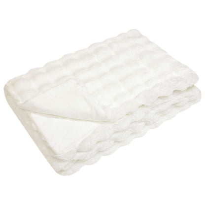 vidaXL Anti-Slip Faux Rabbit Fur Blanket Olite 4 pcs White 20.3 kg 2