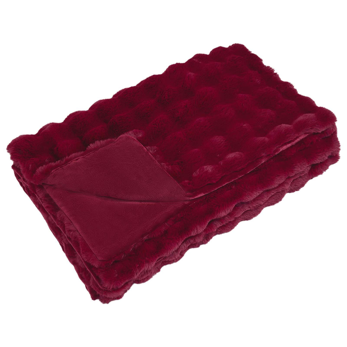 vidaXL Anti-Slip Faux Rabbit Fur Blanket Olite 4 pcs Bordeaux Red 5