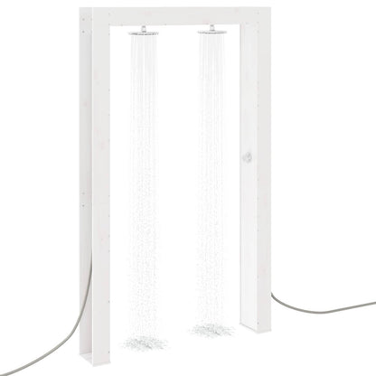 vidaXL Outdoor Shower 226 cm Solid Pine Wood and Stainless Steel White 3
