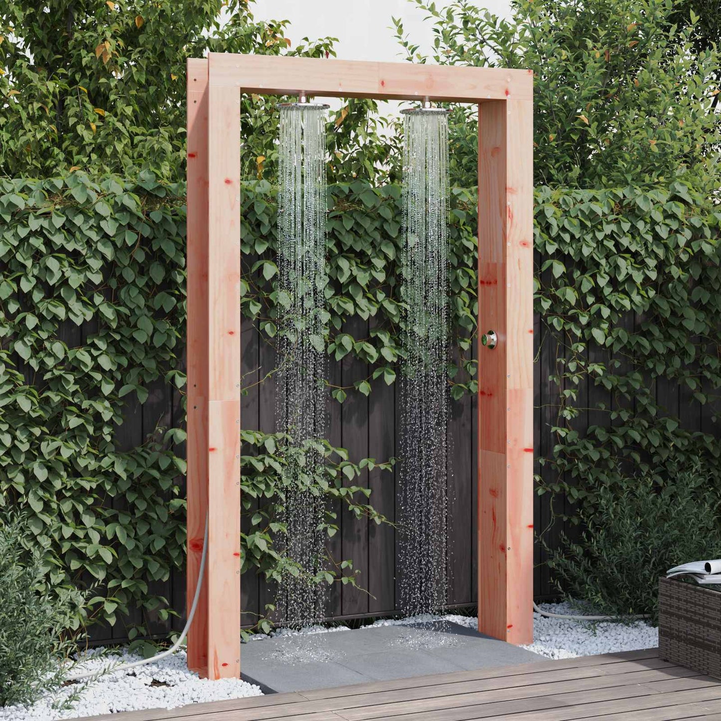 vidaXL Outdoor Shower 226 cm Solid Douglas Wood and Stainless Steel 1