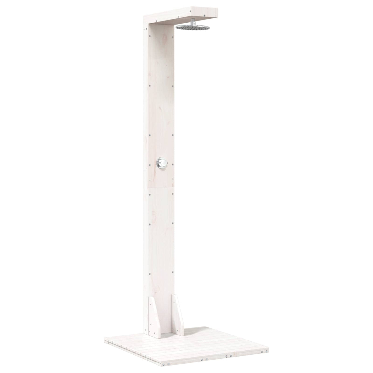vidaXL Outdoor Shower 210 cm Solid Pine Wood and Stainless Steel White 2