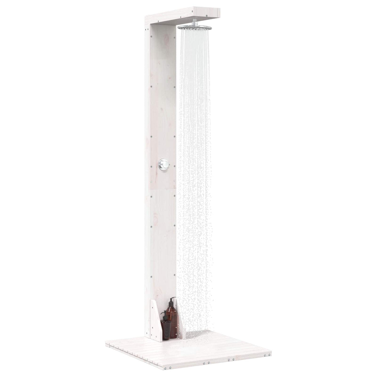 vidaXL Outdoor Shower 210 cm Solid Pine Wood and Stainless Steel White 3