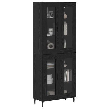 Highboard 69.5x34x180 cm Engineered Wood 2 Glass Doors Black oak