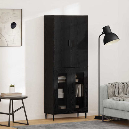 Highboard 69.5x34x180 cm Engineered Wood 2 Glass Doors Black oak