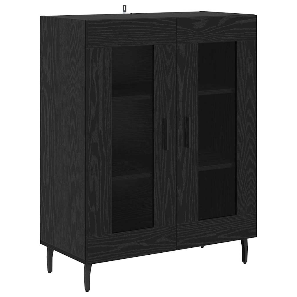 Highboard 69.5x34x180 cm Engineered Wood 2 Glass Doors Black oak
