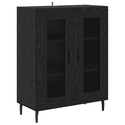 Highboard 69.5x34x180 cm Engineered Wood 2 Glass Doors Black oak