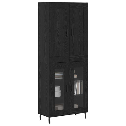 Highboard 69.5x34x180 cm Engineered Wood 2 Glass Doors Black oak