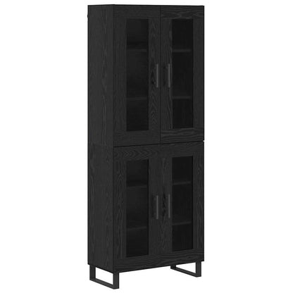 Highboard 69.5x34x180 cm Engineered Wood 2 Glass Doors Black oak
