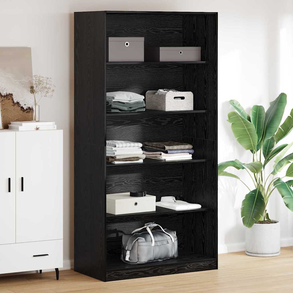 Wardrobe Engineered Wood 100 x 50 x 200 cm 4 Shelves Black oak