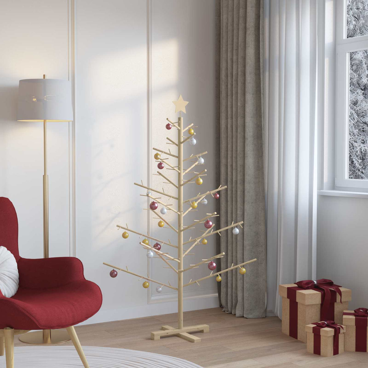 Wooden Christmas Tree KOTKA Bamboo and Solid Pine Wood Natural (unfinished) 150 cm