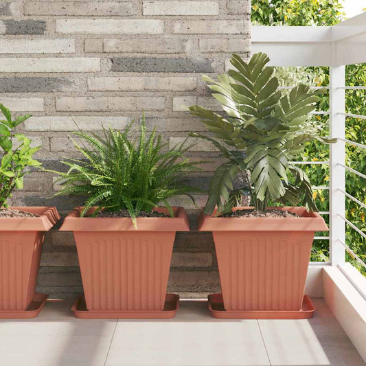 Square Flower Pot Plastic Brick Red 6 pcs 38 cm 30 cm 38 cm