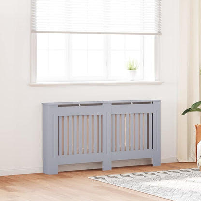vidaXL Radiator Cover 2 pcs Grey 152 x 19 x 81.5 cm Engineered Wood 1
