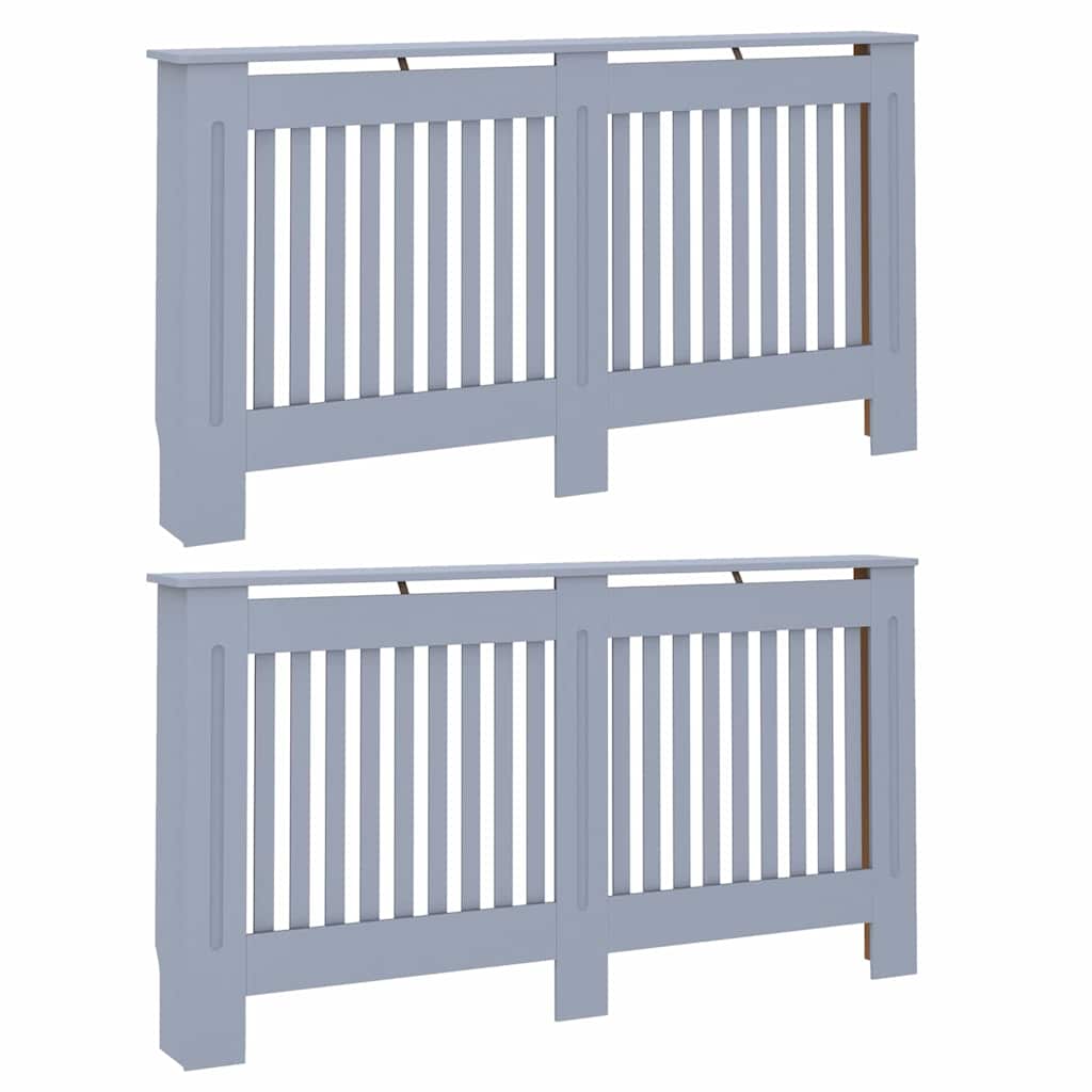 vidaXL Radiator Cover 2 pcs Grey 152 x 19 x 81.5 cm Engineered Wood 2