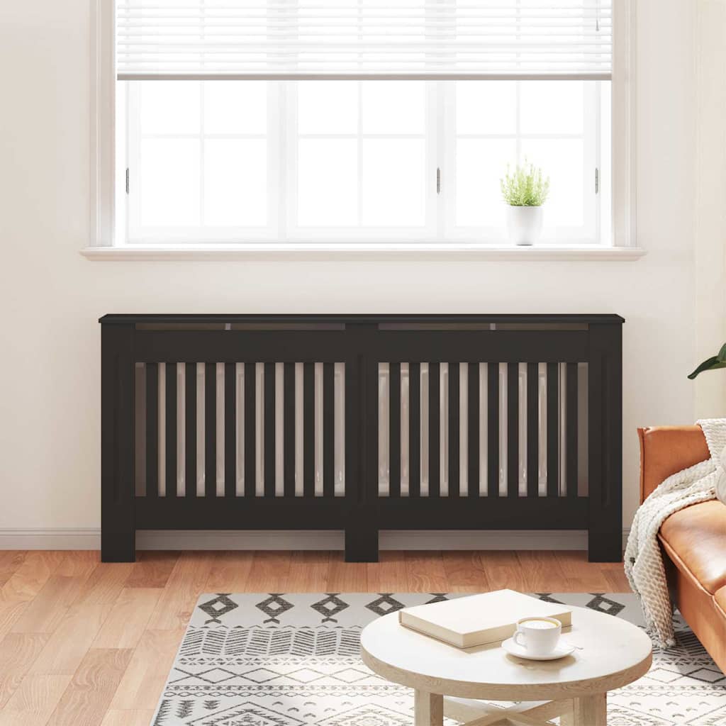 vidaXL Radiator Cover 2 pcs Black 172 x 19 x 81.5 cm Engineered Wood 3