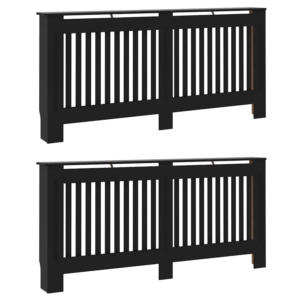 vidaXL Radiator Cover 2 pcs Black 172 x 19 x 81.5 cm Engineered Wood 2