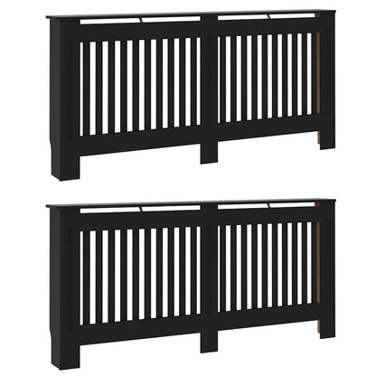 vidaXL Radiator Cover 2 pcs Black 172 x 19 x 81.5 cm Engineered Wood 2