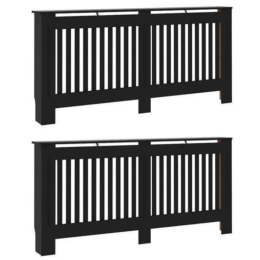 vidaXL Radiator Cover 2 pcs Black 172 x 19 x 81.5 cm Engineered Wood 2