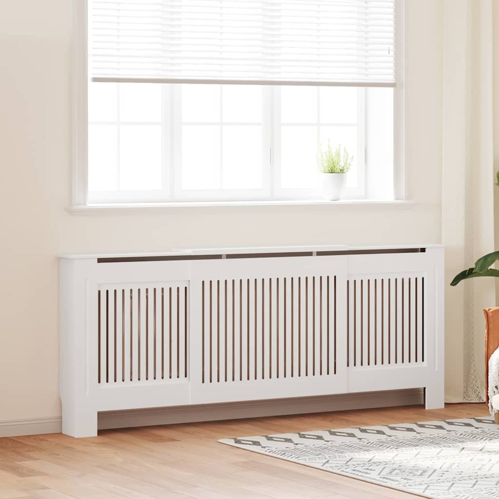 vidaXL Radiator Cover 2 pcs White 205 x 20.5 x 81.5cm Engineered Wood 1