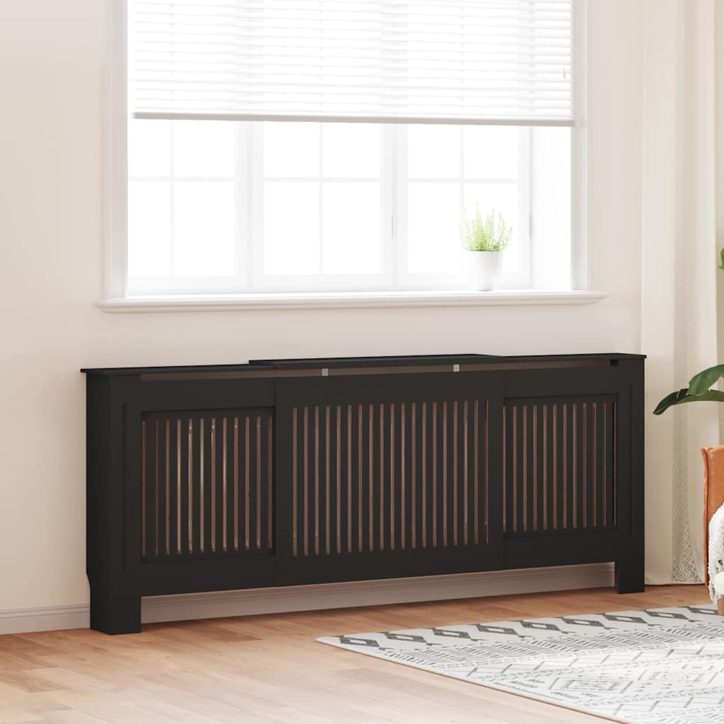 vidaXL Radiator Cover 2 pcs Black 205 x 20.5 x 81.5cm Engineered Wood 1