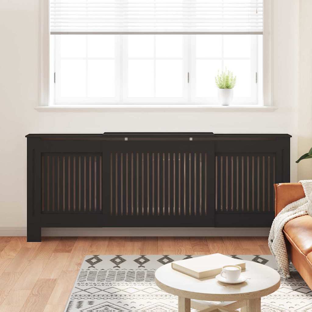 vidaXL Radiator Cover 2 pcs Black 205 x 20.5 x 81.5cm Engineered Wood 3