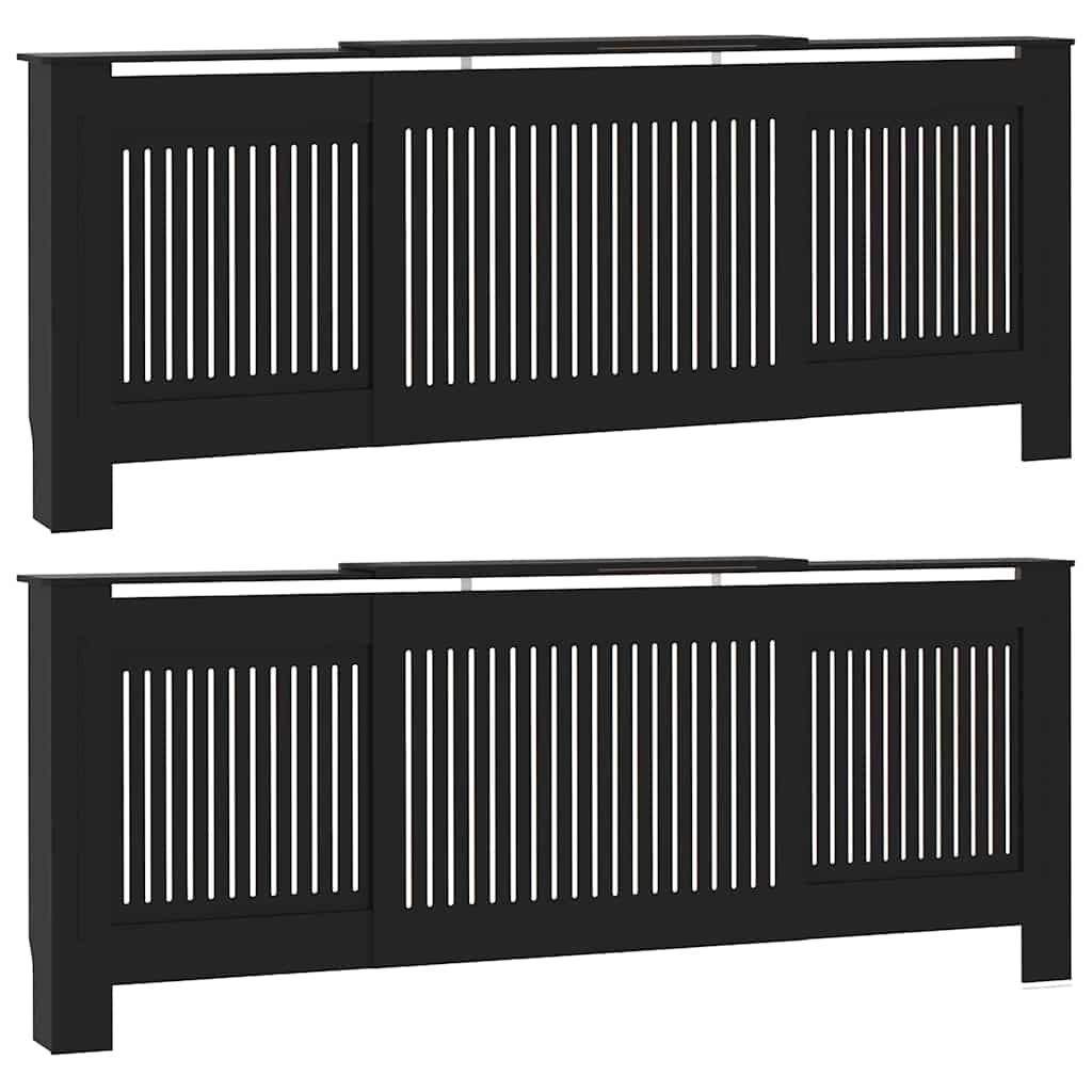 vidaXL Radiator Cover 2 pcs Black 205 x 20.5 x 81.5cm Engineered Wood 2