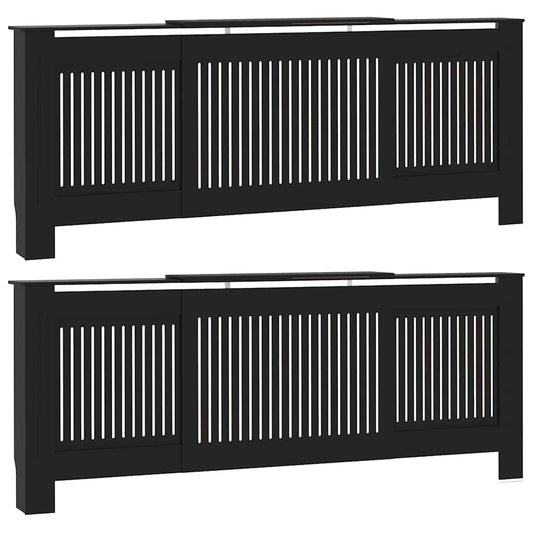 vidaXL Radiator Cover 2 pcs Black 205 x 20.5 x 81.5cm Engineered Wood 2