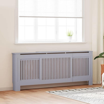 vidaXL Radiator Cover 2 pcs Grey 205 x 20.5 x 81.5cm Engineered Wood 1