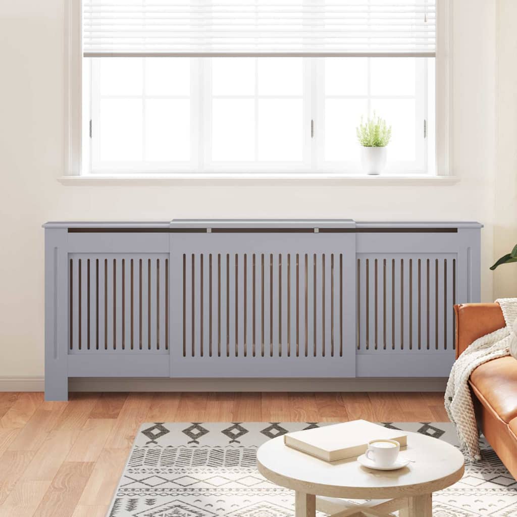 vidaXL Radiator Cover 2 pcs Grey 205 x 20.5 x 81.5cm Engineered Wood 3