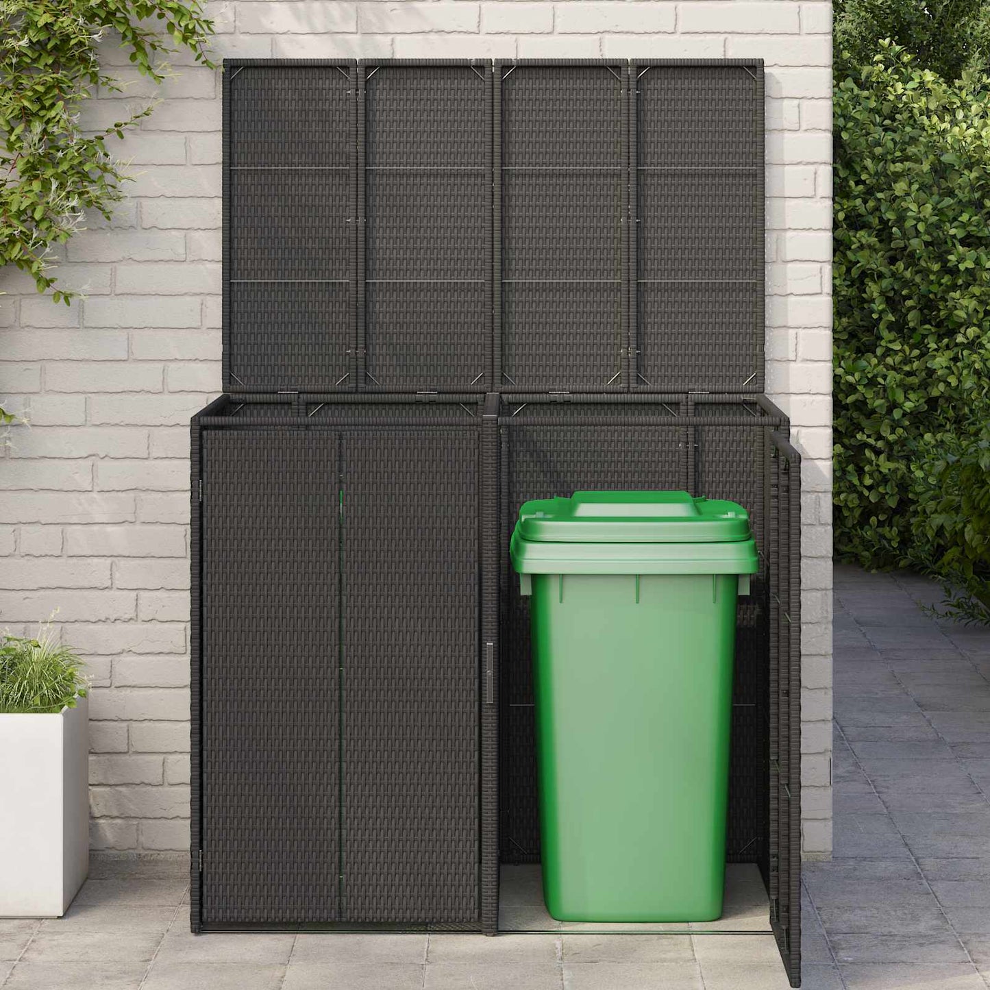 vidaXL Box Garbage Bin Box 2 pcs Black 130 x 80 x 115 cm Polyethylene 3