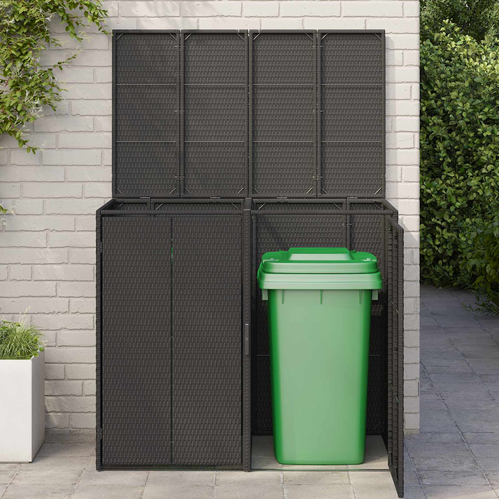 vidaXL Box Garbage Bin Box 2 pcs Black 130 x 80 x 115 cm Polyethylene 3