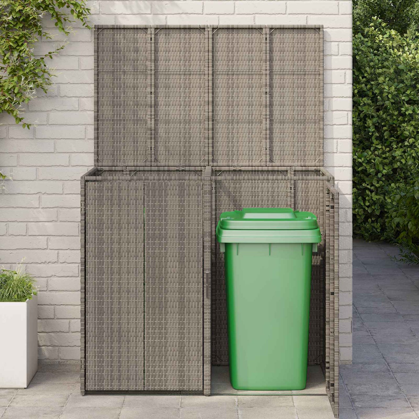 vidaXL Box Garbage Bin Box 2 pcs Grey 130 x 80 x 115 cm Polyethylene 3