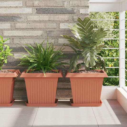 Plant Pots Plastic Brick Red 6 pcs 33 cm 26 cm 33 cm