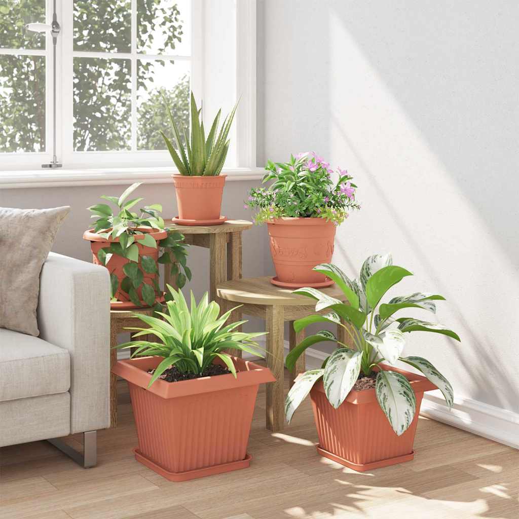 Plant Pots Plastic Brick Red 6 pcs 33 cm 26 cm 33 cm