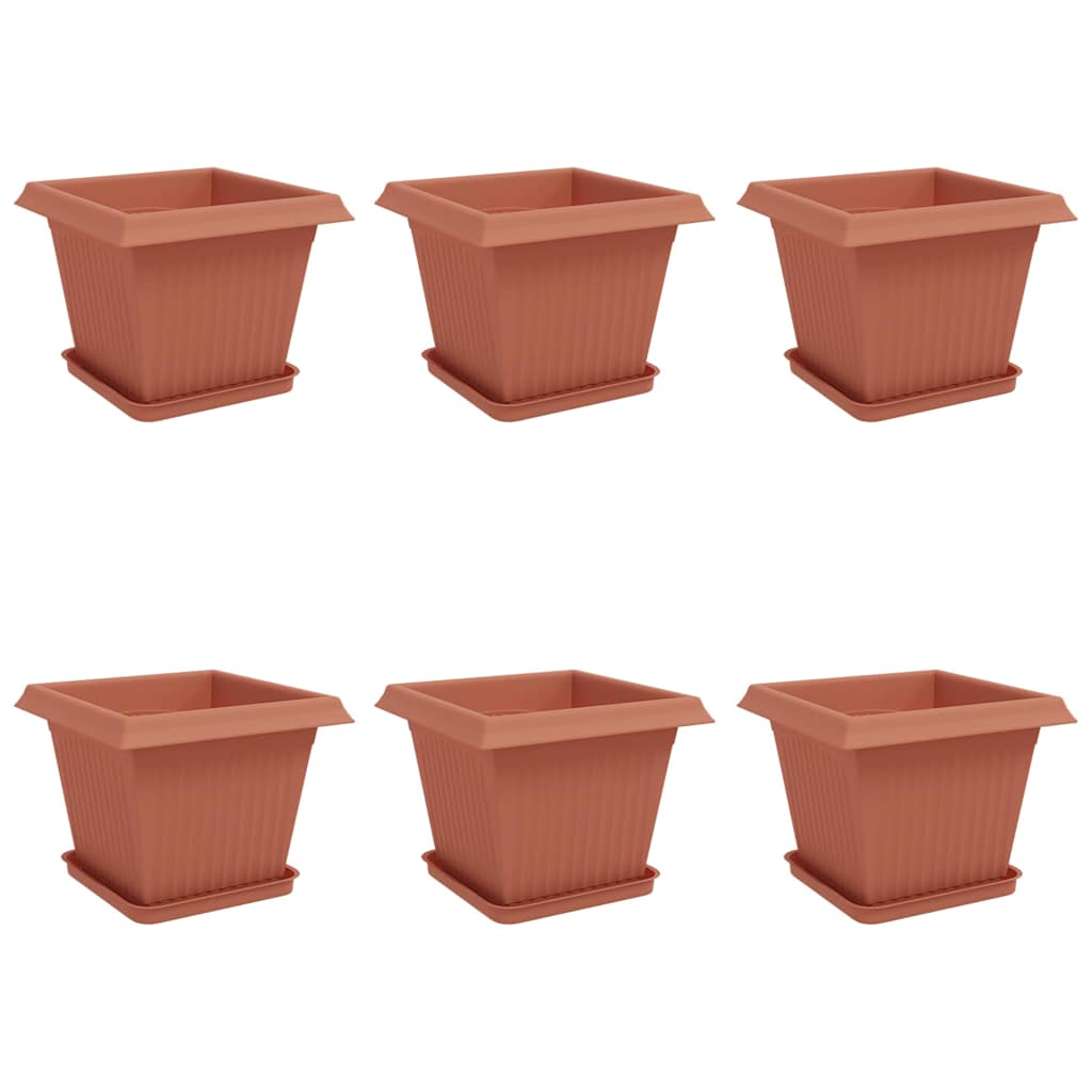 Plant Pots Plastic Brick Red 6 pcs 33 cm 26 cm 33 cm