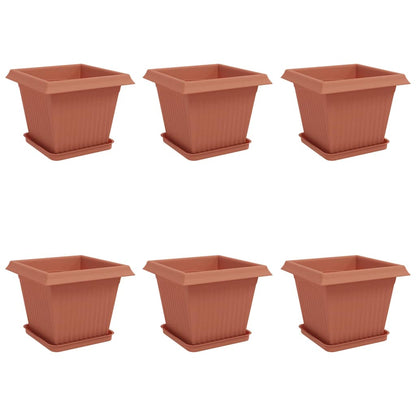 Plant Pots Plastic Brick Red 6 pcs 33 cm 26 cm 33 cm